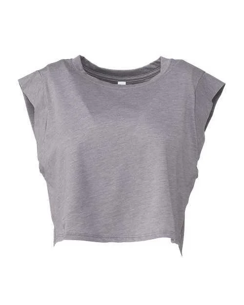 Tank Top For Youth & Junior Leagues-Bella + Canvas 8483 FWD Fashion Women's Festival Cropped Tank - Storm Triblend