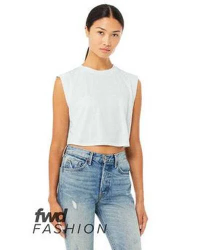 Custom Tank Top For Limited-Time Offers-Bella + Canvas 8483B Fwd Fashion Ladies' Festival Cropped Tank - Ice Blue Triblend