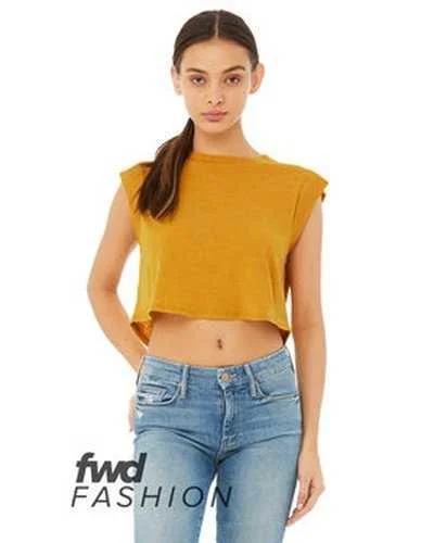 Personalized Tank Top For Tournament Winners-Bella + Canvas 8483B Fwd Fashion Ladies' Festival Cropped Tank - Mustard Triblend