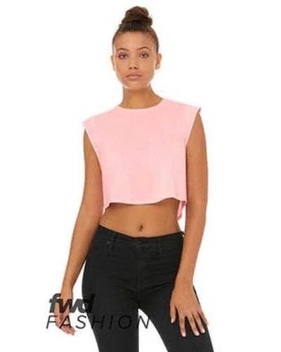 Custom Tank Top With Custom Fit-Bella + Canvas 8483B Fwd Fashion Ladies' Festival Cropped Tank - Pink Triblend