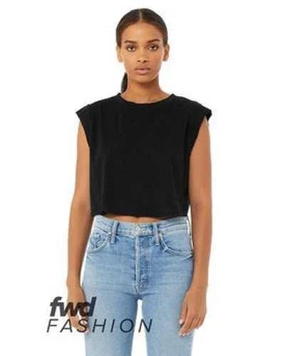 Custom Tank Top For Event Partnerships-Bella + Canvas 8483B Fwd Fashion Ladies' Festival Cropped Tank - Solid Black Triblend