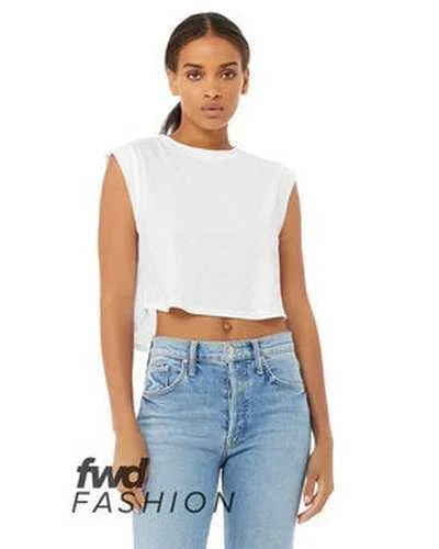 Custom Tank Top For Competitive Sports-Bella + Canvas 8483B Fwd Fashion Ladies' Festival Cropped Tank - Solid White Triblend