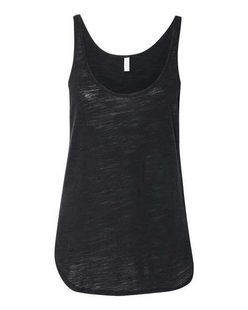 Custom Tank Top For Group Recognition-Bella + Canvas 8802 Women's Flowy Tank with Side Slit - Solid Black Slub