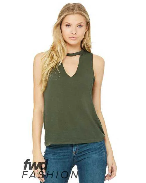 Tank Top For Custom Designs & Printing-Bella + Canvas 8808 FWD Fashion Women's Flowy Cut Neck Tank - Military Green