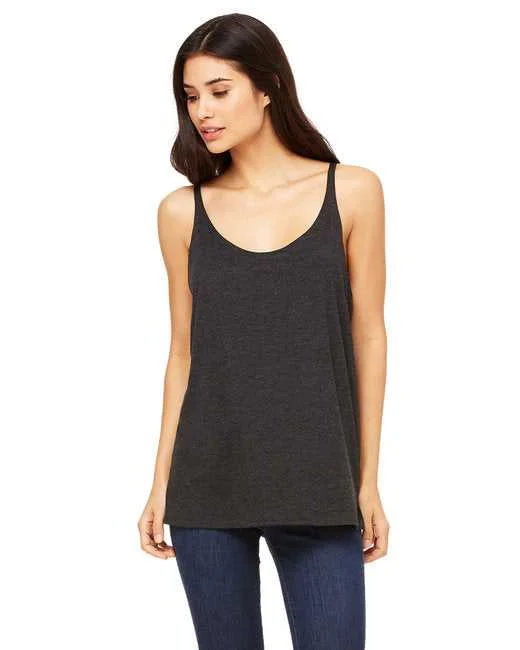 Custom Tank Top With Bold Fonts-Bella + Canvas 8838 Ladies' Slouchy Tank - Charcoal-Black Tribendnd