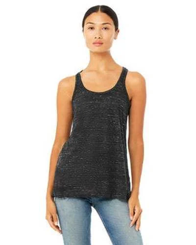 Personalized Tank Top For Player Participation-Bella + Canvas B8800 Ladies' Flowy Racerback Tank - Black Marble