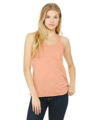 Tank Top For Family Events-Bella + Canvas B8800 Ladies' Flowy Racerback Tank - Peach Slub