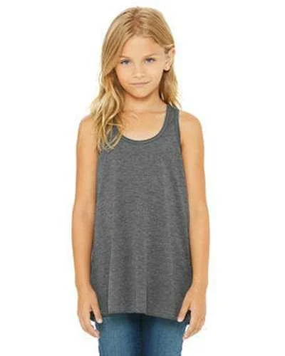 Personalized Tank Top For Fundraising Projects-Bella + Canvas B8800Y Youth Flowy Racerback Tank - Dark Gray Heather