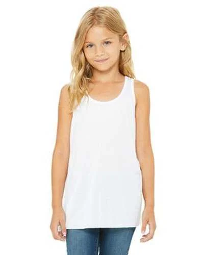 Personalized Tank Top For Special Gifts-Bella + Canvas B8800Y Youth Flowy Racerback Tank - White