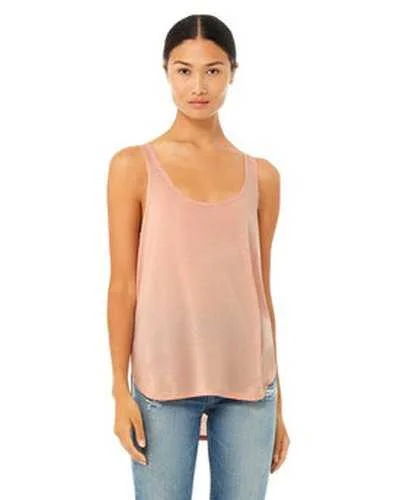 Custom Tank Top For International Teams-Bella + Canvas B8802 Ladies' Flowy Side Slit Tank - Peach