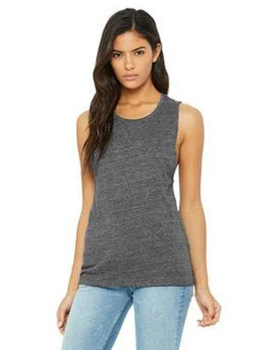 Tank Top With Custom Names-Bella + Canvas B8803 Ladies' Flowy Scoop Muscle Tank - Asphalt Slub