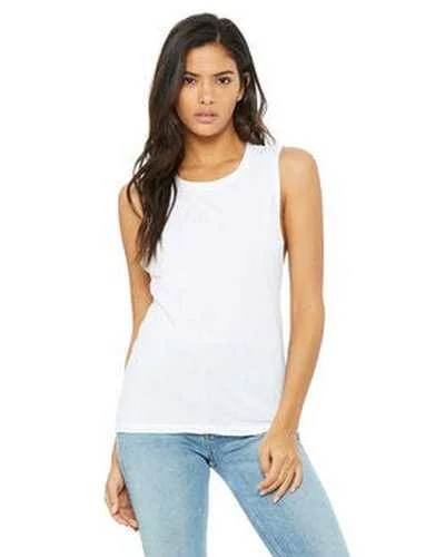 Personalized Tank Top For Fundraisers-Bella + Canvas B8803 Ladies' Flowy Scoop Muscle Tank - White