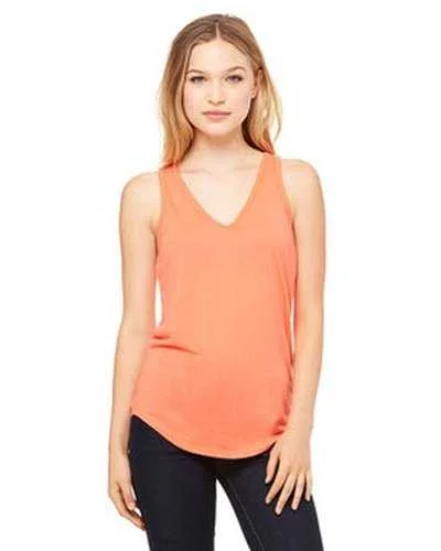 Tank Top With Custom Fabric Options-Bella + Canvas B8805 Ladies' Flowy V-Neck Tank - Coral