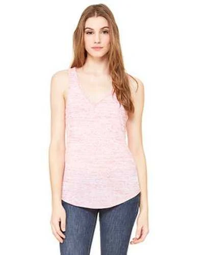 Tank Top For Fun & Leisure Activities-Bella + Canvas B8805 Ladies' Flowy V-Neck Tank - Red Marble