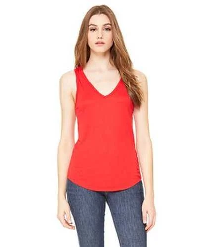 Custom Tank Top With Bold Graphics-Bella + Canvas B8805 Ladies' Flowy V-Neck Tank - Red