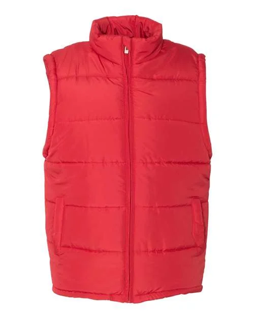 Custom Tank Top With Bold Fonts-Burnside 8700 Puffer Vest - Red