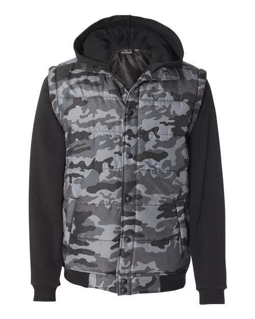 Tank Top For Team Anniversaries-Burnside 8701 Nylon Vest with Fleece Sleeves - Black Camo Black