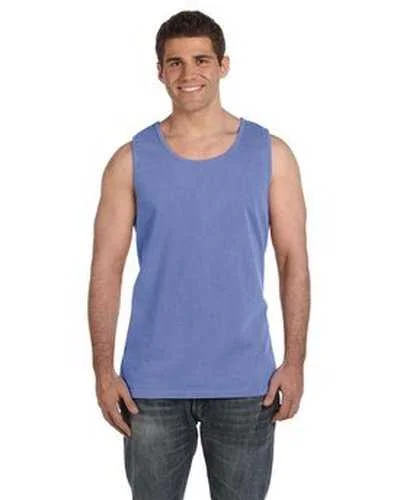 Custom Tank Top With Text & Logo-Comfort Colors C9360 Adult Heavyweight Tank - Fluorescent True Blue