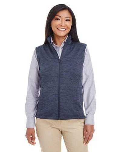 Tank Top For Custom Team Wear-Devon & Jones DG797W Ladies' Newbury Mlange Fleece Vest - Navy Heather