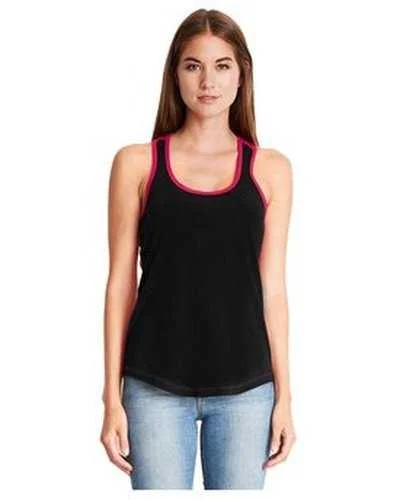 Custom Tank Top For Club Recognition-Next Level 1534 Ladies' Ideal Colorblock Racerback Tank - Black Red