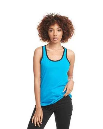 Custom Tank Top For Seasonal Leagues-Next Level 1534 Ladies' Ideal Colorblock Racerback Tank - Turquoise Black