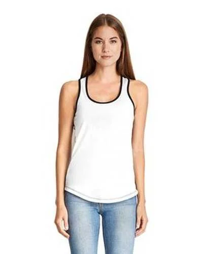 Tank Top For Custom Designs & Printing-Next Level 1534 Ladies' Ideal Colorblock Racerback Tank - White Black