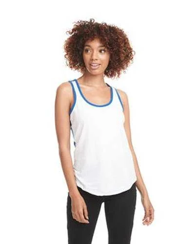 Personalized Tank Top For Fundraiser Auctions-Next Level 1534 Ladies' Ideal Colorblock Racerback Tank - White Royal