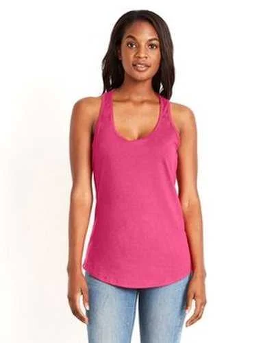 Tank Top With Embroidered Player Numbers-Next Level 6338 Ladies' Gathered Racerback Tank - Hot Pink