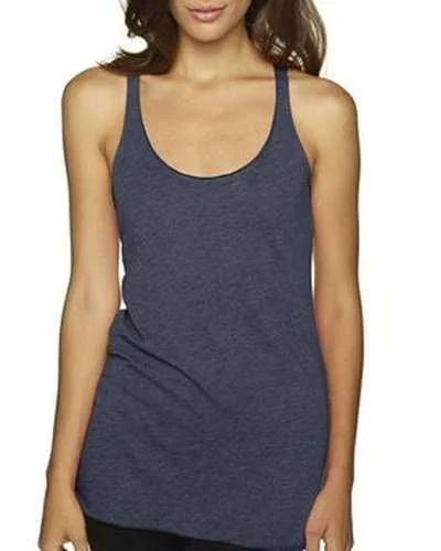 Custom Tank Top With Sponsor Logos-Next Level 6733 Ladies' Triblend Racerback Tank - Indigo