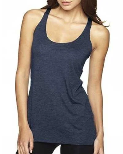 Custom Tank Top With Text & Logo-Next Level 6733 Ladies' Triblend Racerback Tank - Vintage Navy