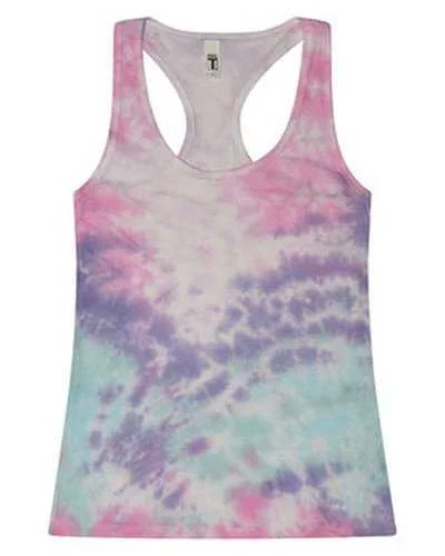 Personalized Tank Top For Community Teams-Tie-Dye 3400 Ladies' Racerback Tank - Cotton Candy