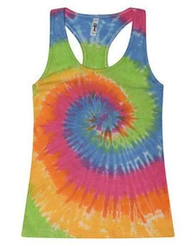 Tank Top For Corporate Team Activities-Tie-Dye 3400 Ladies' Racerback Tank - Eternity