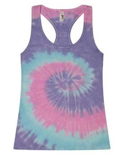 Custom Tank Top For Alumni Games-Tie-Dye 3400 Ladies' Racerback Tank - Unicorn