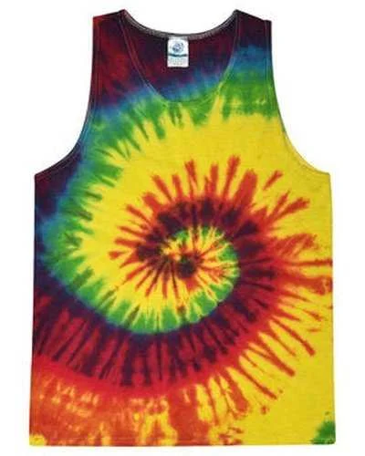 Custom Tank Top For Team Sponsorship-Tie-Dye CD3500 Adult 54 oz 100% Cotton Tank Top - Reactive Rainbow