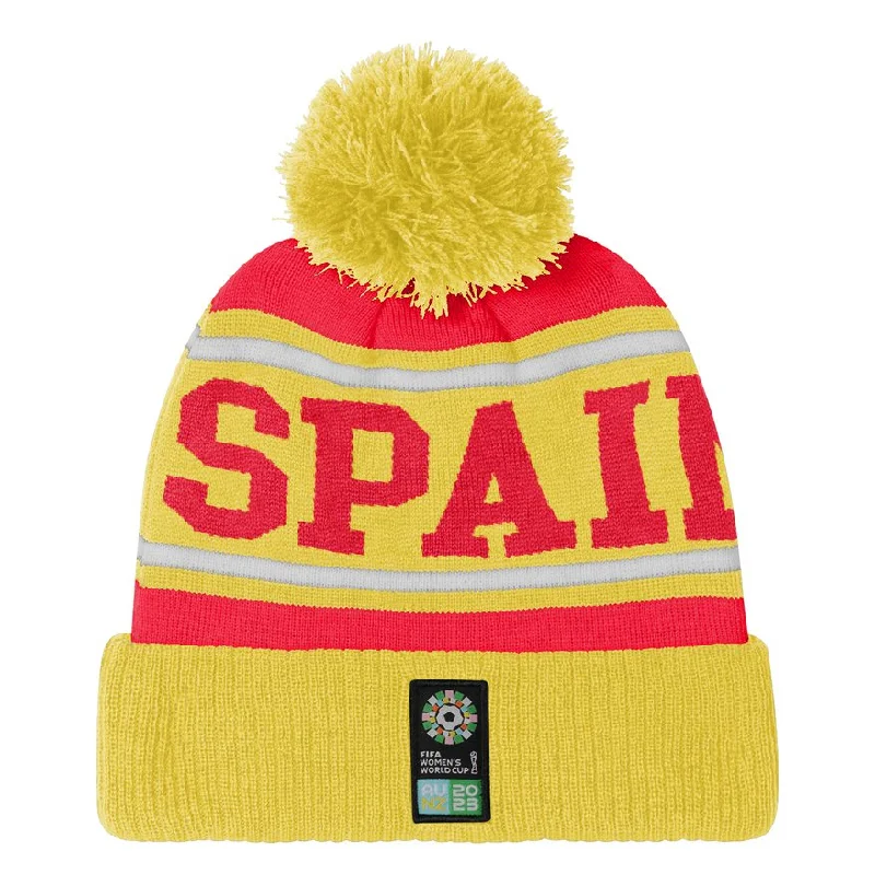 Custom Hat For Social Gatherings-Spain Cuffed Pom Beanie (7KIMO7A48-SPA)