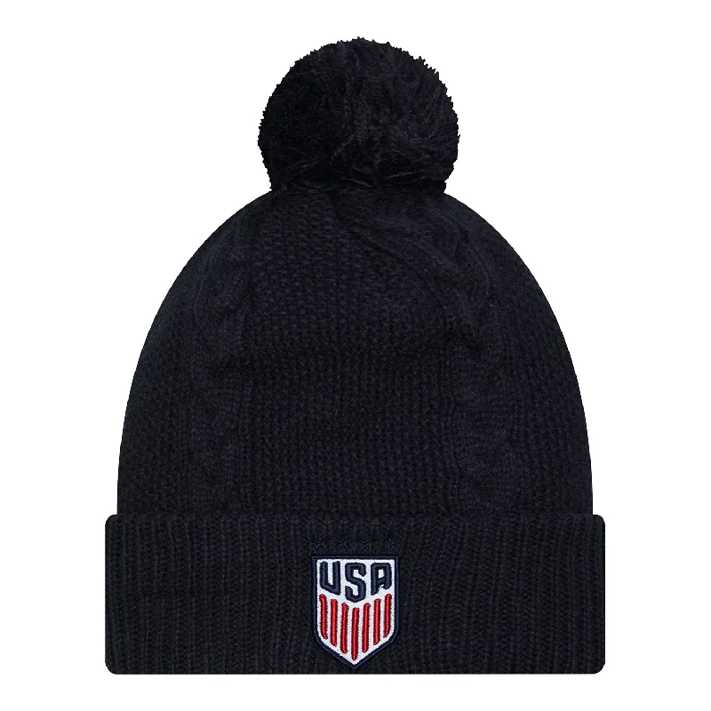 Women's New Era USMNT Navy Cable Knit Hat