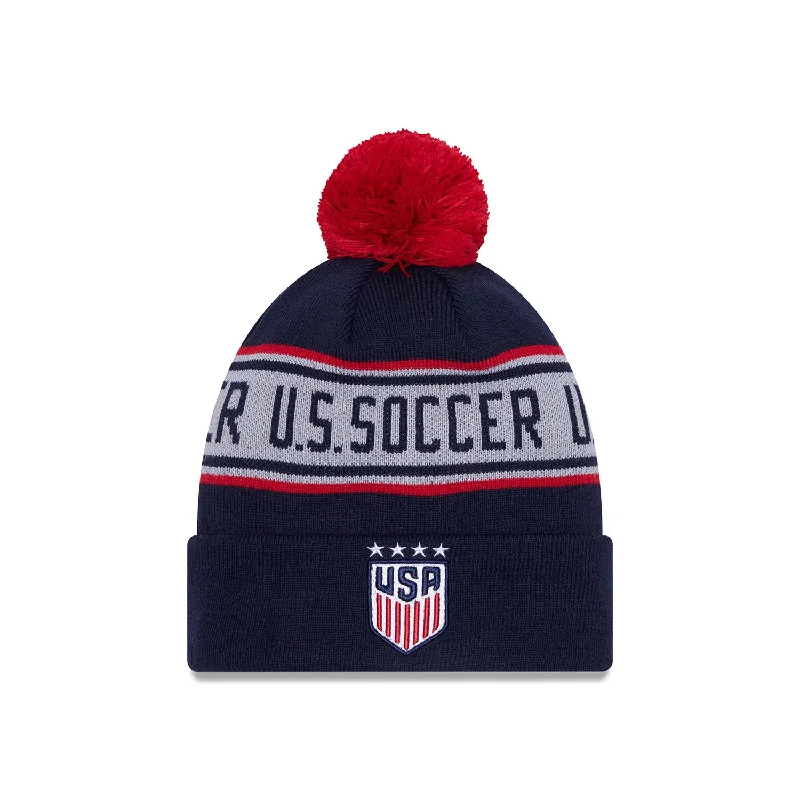 Hat For Personalized Team Apparel-Men's New Era USWNT Knit Repeat Pom Beanie