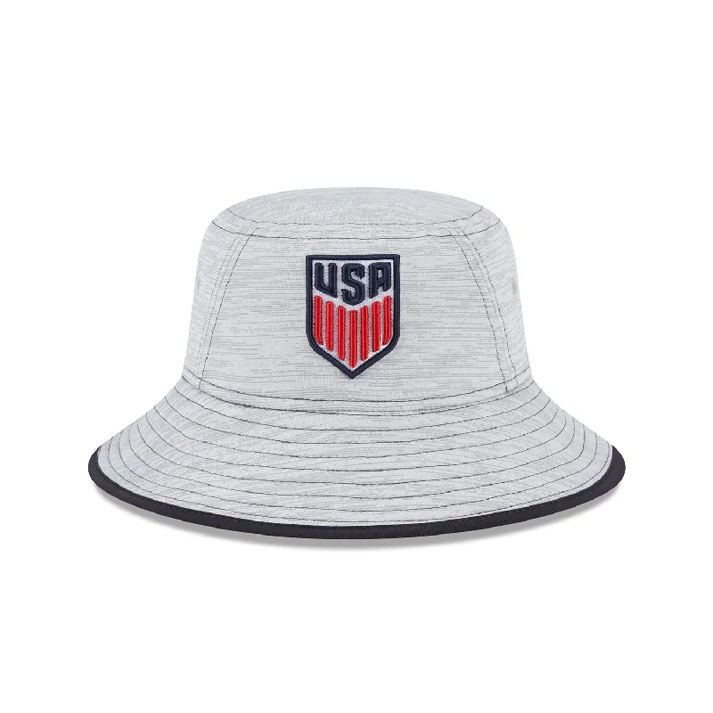 Hat For Corporate Sports Events-Men's New Era USMNT Bucket Tech Heather